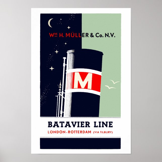 Niederländische Schifffahrtslinie Batavier Holland Poster (Vorne)