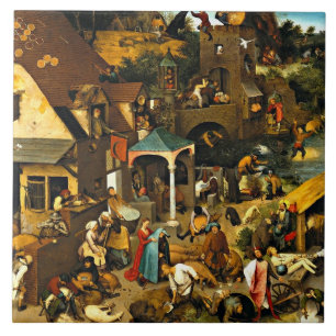Niederländische Sprichwörter, von Pieter Bruegel, Fliese