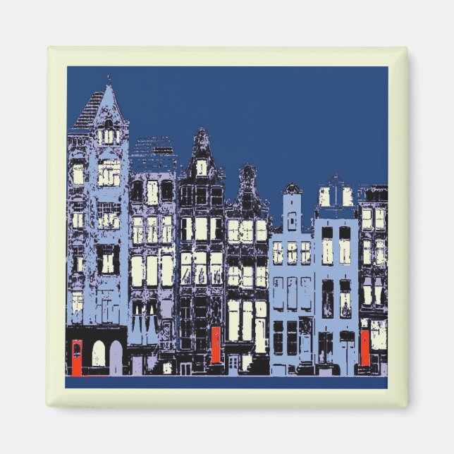 Niederländische Stadt nachts Magnet (Vorne)