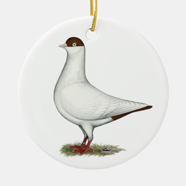 Niederländische Sturzhelm-Taube Keramikornament (Vorne)