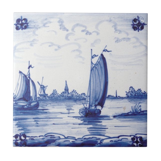 Niederländische traditionelle blaue Fliese (Vorderseite)