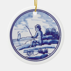 Niederländische traditionelle blaue Fliese Keramikornament
