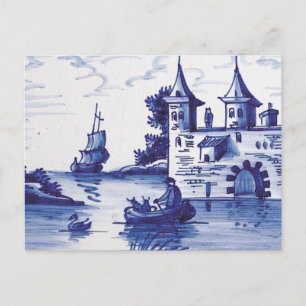 Niederländische traditionelle blaue Fliese Postkarte