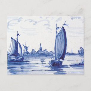 Niederländische traditionelle blaue Fliese Postkarte