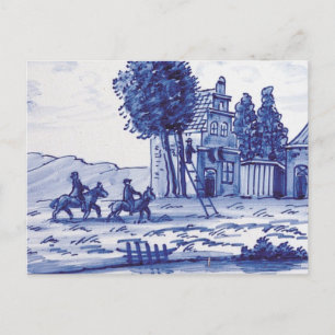 Niederländische traditionelle blaue Fliese Postkarte