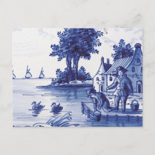 Niederländische traditionelle blaue Fliese Postkarte