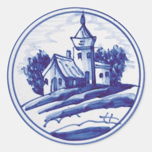Niederländische traditionelle blaue Fliese Runder Aufkleber