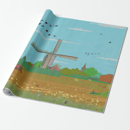 Niederländische Windmühle Landschaft Niederlande Geschenkpapier