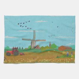 Niederländische Windmühle Landschaft Niederlande Geschirrtuch