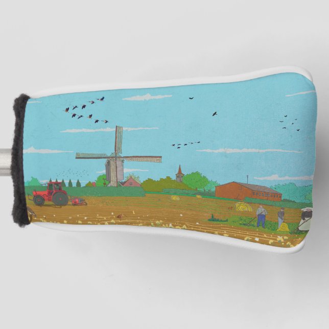 Niederländische Windmühle Landschaft Niederlande Golf Headcover (Vorderseite)