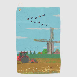 Niederländische Windmühle Landschaft Niederlande Golfhandtuch