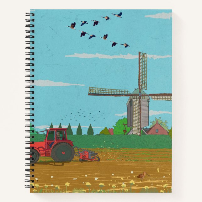 Niederländische Windmühle Landschaft Niederlande Notizbuch (Vorderseite)