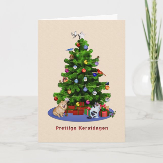 Niederländischer, fröhlicher Weihnachtsbaum, Feiertagskarte (Vorderseite)