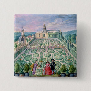 Niederländischer Garten, 1650 (w/c auf Papier) Button