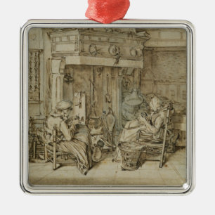 Niederländischer Innenraum, 1617 Ornament Aus Metall