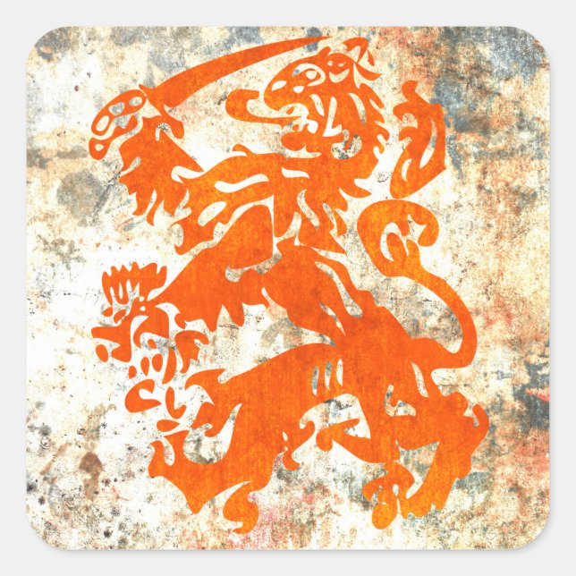 Niederländischer Republik-Löwe Quadratischer Aufkleber (Vorderseite)