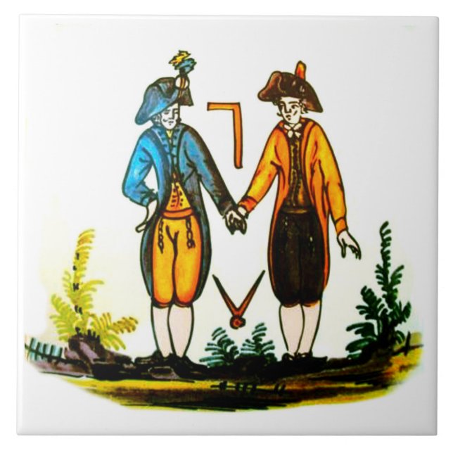 Niederländisches blaues Fliesenfreimaurer18. Fliese (Vorderseite)