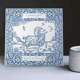 Niederländisches Delft-Blau Steinbock Vintage-Tier Fliese