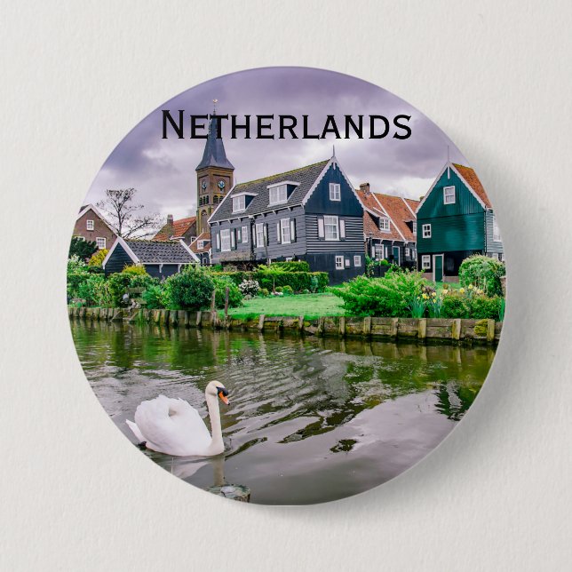 Niederländisches Dorf Marken Button (Vorderseite)