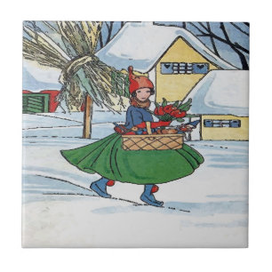 Niederländisches Mädchen, Delft-Blau Fliese