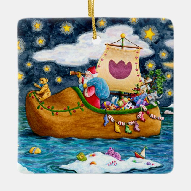 NIEDERLÄNDISCHES SCHUHSCHIFF, EISBERGE, WALE, TEDD KERAMIKORNAMENT (Vorderseite)