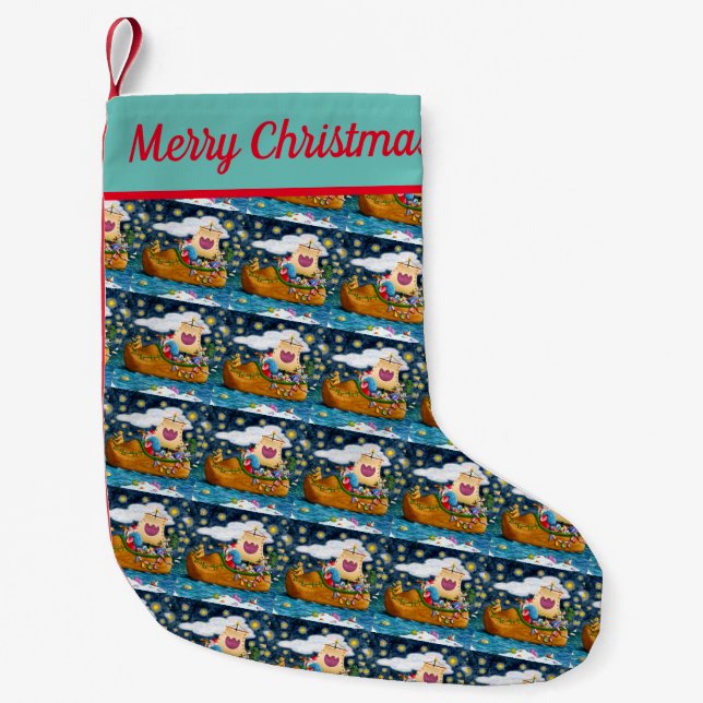 NIEDERLÄNDISCHES SCHUHSCHIFF, EISBERGE, WALE, TEDD KLEINER WEIHNACHTSSTRUMPF (Vorderseite)