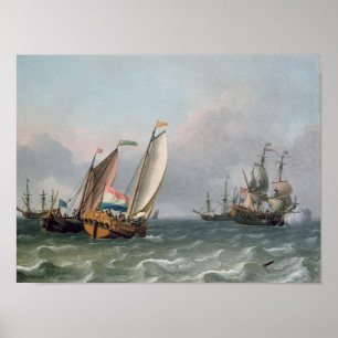 Niederländisches Verschiffen in einem Choppy Meer Poster