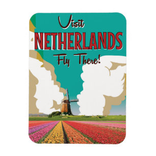 Niederländisches Vintage-Reiseplakat Magnet