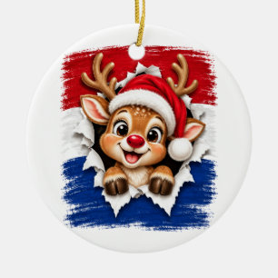 Niederländisches Weihnachtsrentier Keramik Ornament