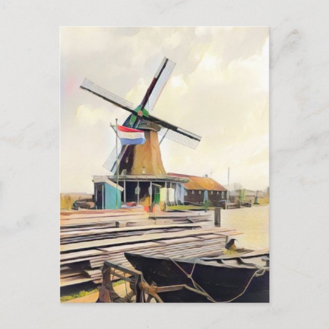 Niederländisches Windmühle Postkarte (Vorderseite)