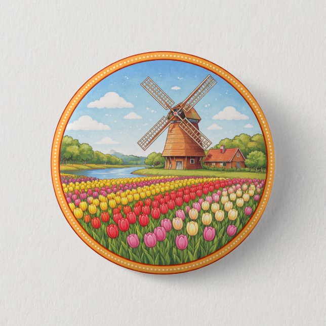 Niederlands Blumenfelder Button (Vorderseite)