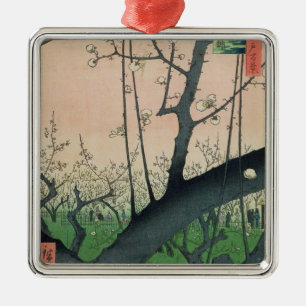 Niederlassung eines blühenden Pflaumen-Baums Silbernes Ornament