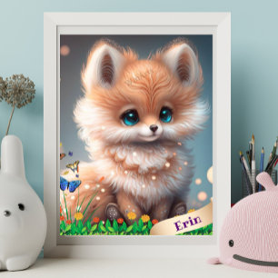 Niederlicher Fuchs im Blumengarten Personalisierte Poster