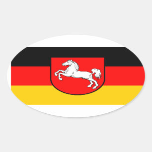 Niedersachsen Flagge mit Wappen Ovaler Aufkleber