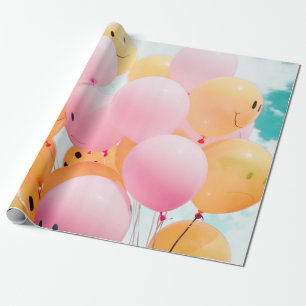 Niederwinkelballoons aus rosa und orangefarbenen F Geschenkpapier