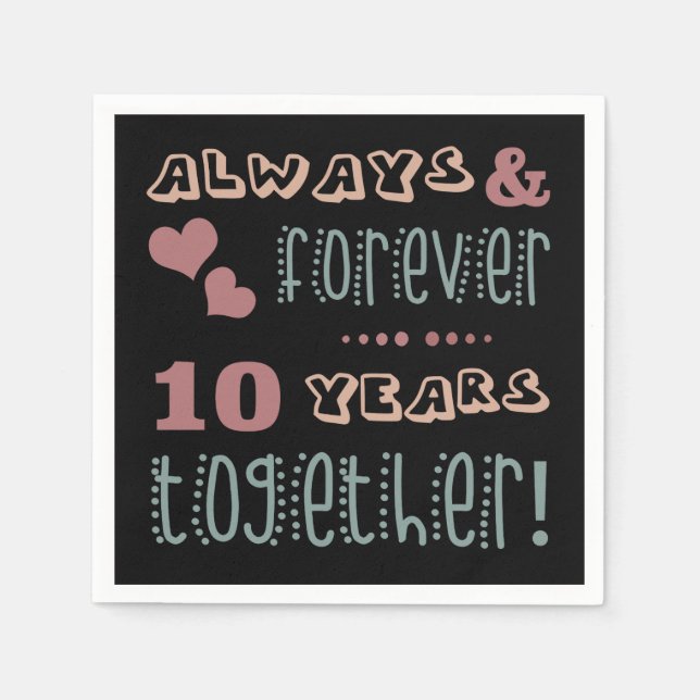 Niedlich 10. Hochzeitstag Serviette (Vorderseite)