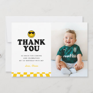 Niedlich 1 Cooler Typ Lächeln Foto Junge 1. Geburt Dankeskarte