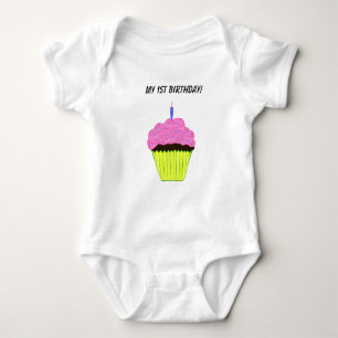 Niedlich 1. Geburtstag Pink Cupcake Säugling T - S Baby Strampler