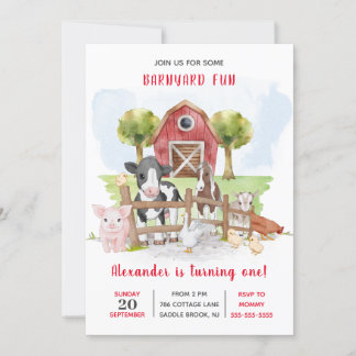 Niedlich 1. Geburtstagsfarm Animes Barnyard Kinder Einladung