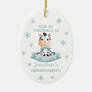 Niedlich 1. Weihnachtsgrandeltern Baby Boy Zebra Keramik Ornament