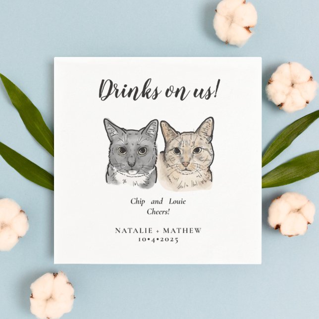 Niedlich 2 Katzen Cheers Drinks auf unserer Hochze Serviette (Von Creator hochgeladen)
