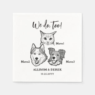 Niedlich 3 Hunde Katze Haustier wir tun zu Hochzei Serviette