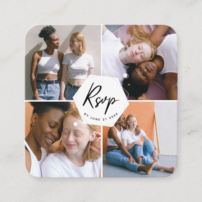 Niedlich 4-Fotolollage LGBTQ Gay Couple UAWG QR Co Begleitkarte (Vorderseite)
