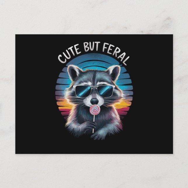 Niedlich aber Feral Funny Raccoon Postkarte (Vorderseite)
