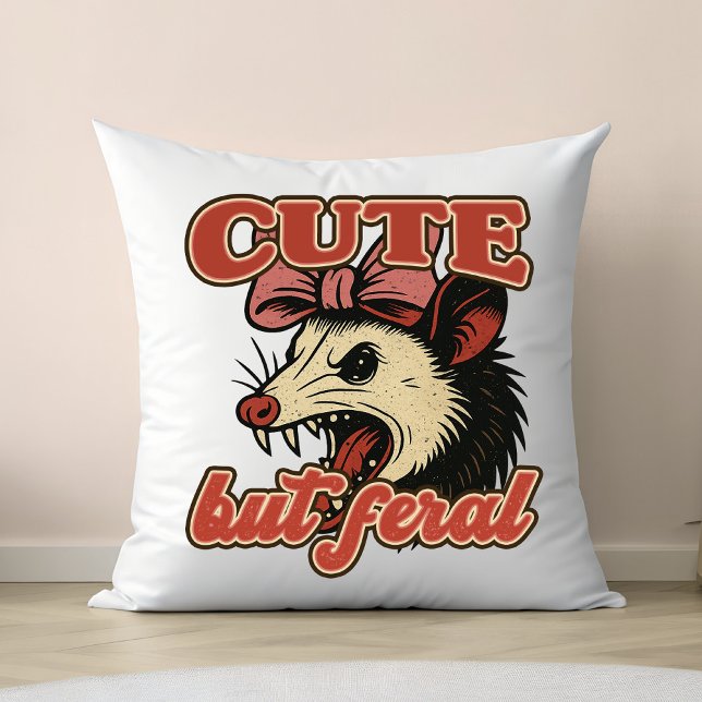 Niedlich aber Feral Possum: Vintager sarkastischer Kissen (This cute but feral possum design is made for anyone who loves sarcasm with style!)