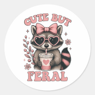 Niedlich aber Ferry Raccoon Sungles Funny Meme Som Runder Aufkleber