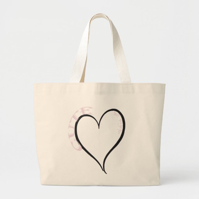Niedlich, aber Psycho Black Heart Pink Schriftart Jumbo Stoffbeutel (Vorne)