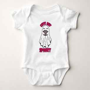Niedlich, aber Spooky Halloween Ghost Holing a Pum Baby Strampler