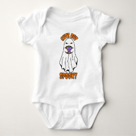 Niedlich, aber Spooky Halloween Ghost Holing a Pum Baby Strampler