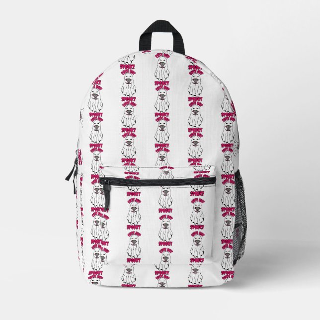 Niedlich, aber Spooky Halloween Ghost Holing a Pum Bedruckter Rucksack (Vorderseite)